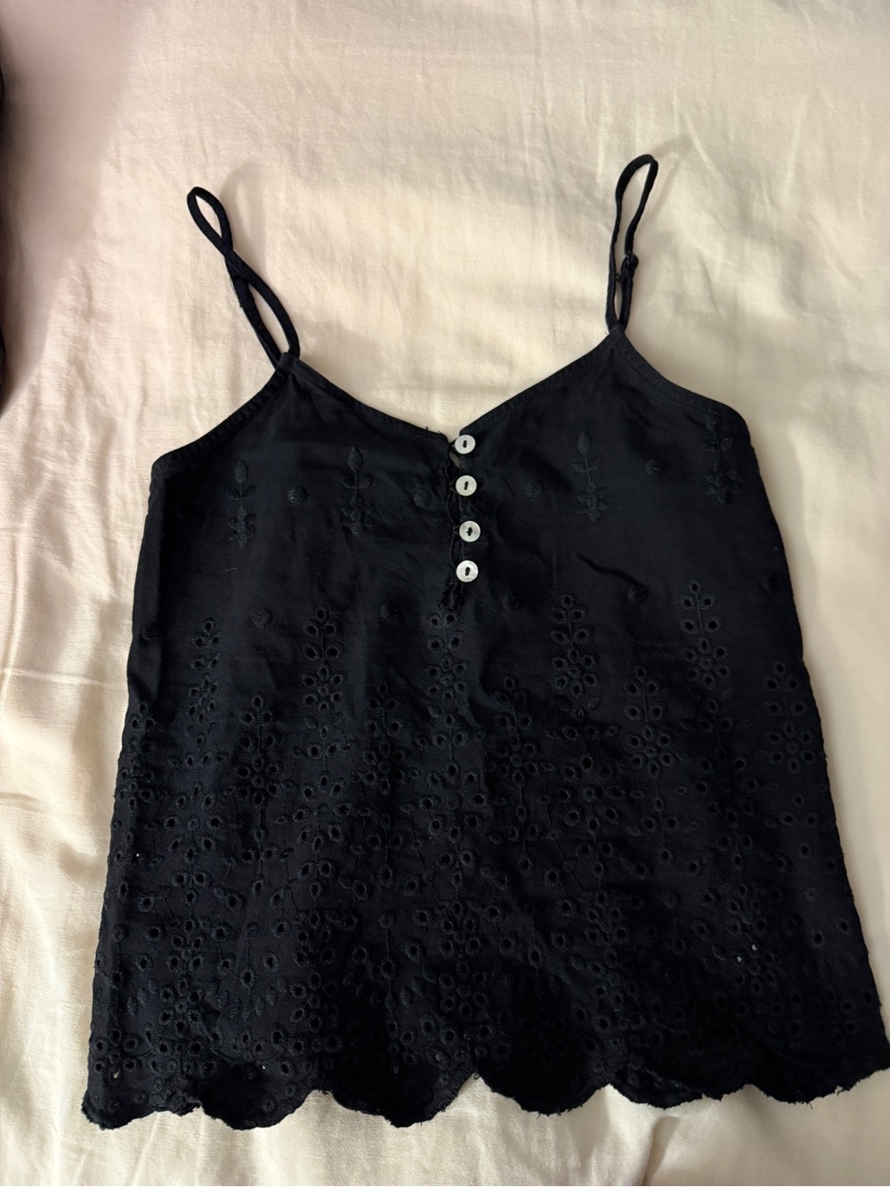 Abound Black Eyelet Button-Front Camisole